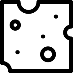 Cheese Slice With Holes Line Art Svg Vector, Free Vectors File
